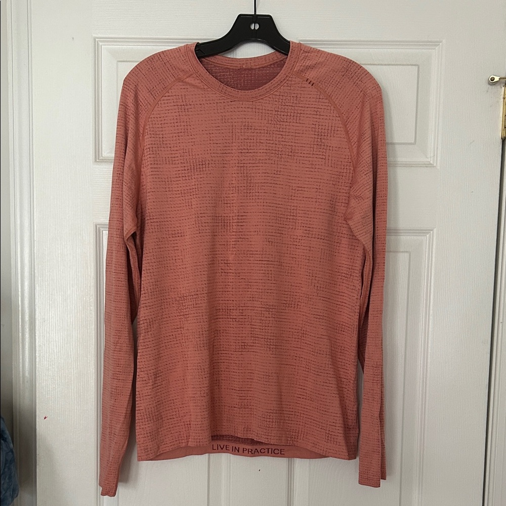 Lululemon long sleeve  peach and maroon workout top.